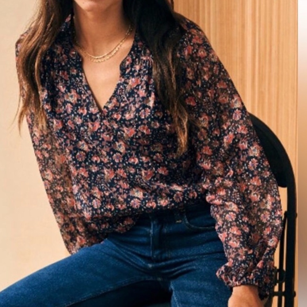 NWOT Faherty Silk Cotton Sage Wood Blouse